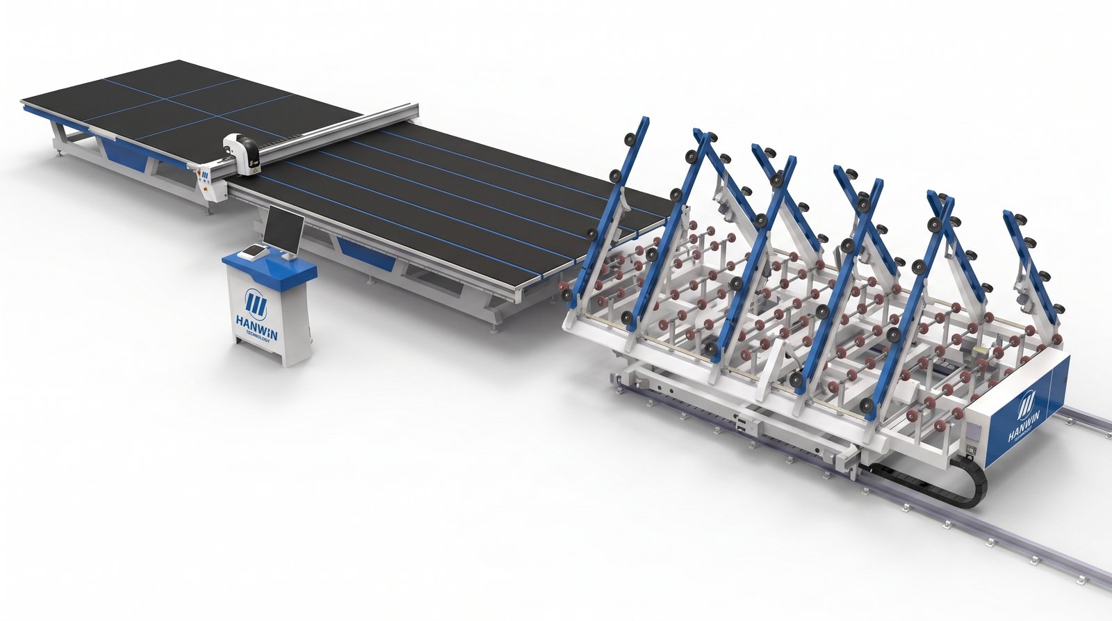 CNC glass cutting in operation