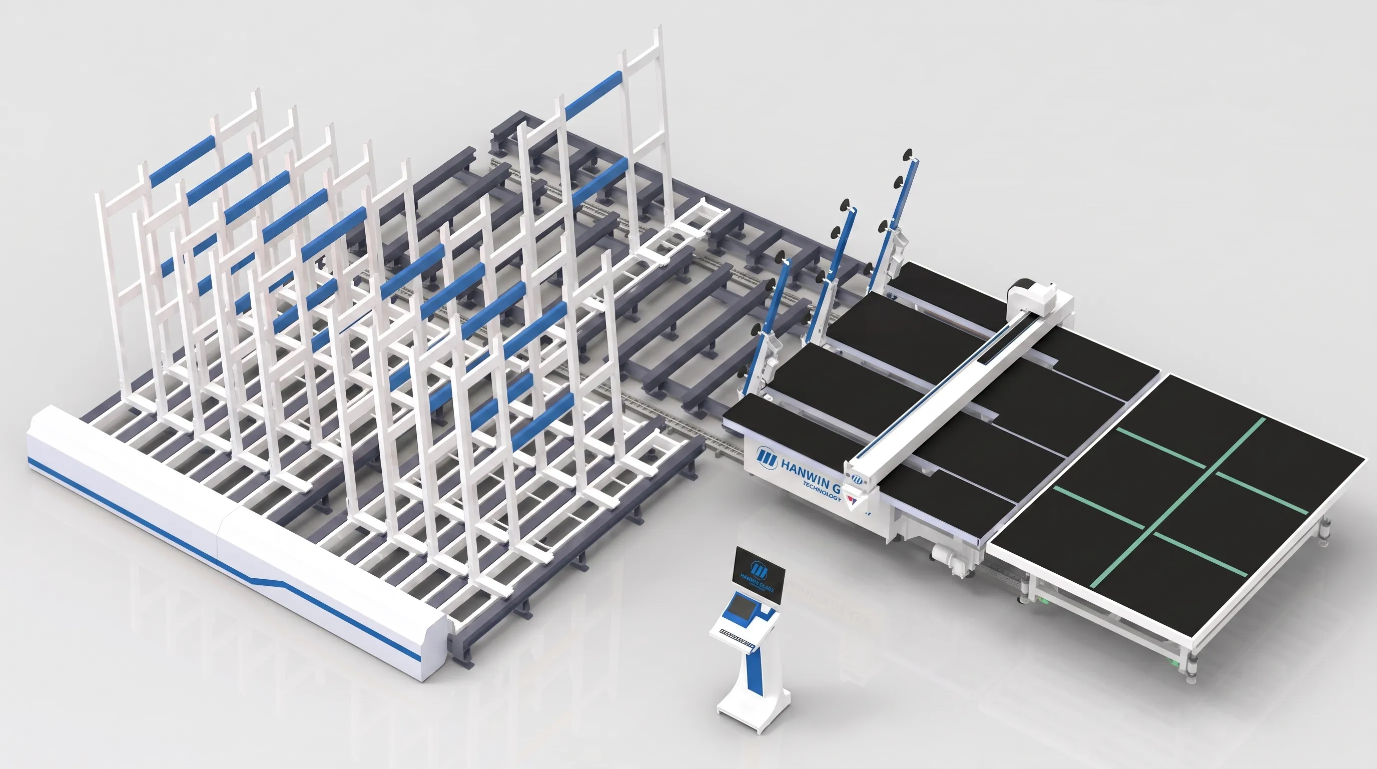 Glass sheet storage cutting line